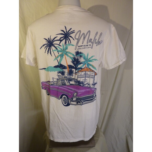 Malibu Surf Club '73-White T-Shirt-sz M - Picture 3 of 6